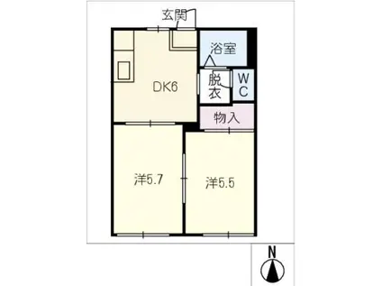 コートビレッジジュンE棟(2DK/1階)の間取り写真