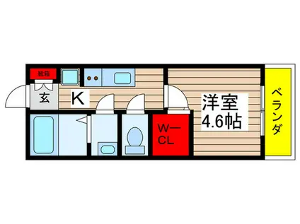 SパレスVI(1K/2階)の間取り写真