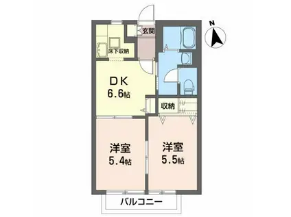 日野公園ハイム(2DK/1階)の間取り写真