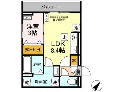 カーサ・クレール(1LDK/1階)の間取り写真