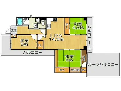 フォーラムレジデンス東園田(3LDK/6階)の間取り写真