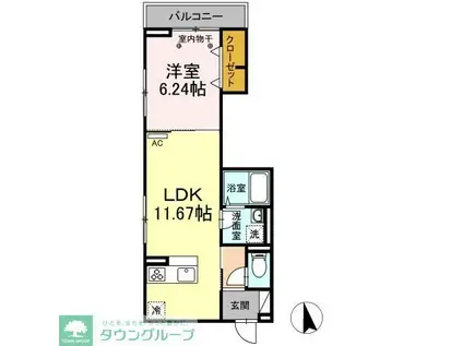 GRANDEUR東葛西(1LDK/3階)の間取り写真