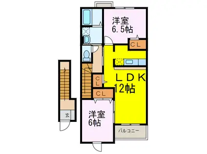 シェーロ・ステラート(2LDK/2階)の間取り写真
