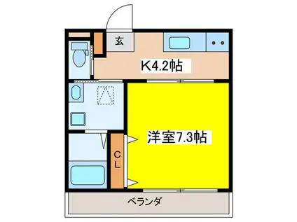 一条通共同計画(1K/1階)の間取り写真