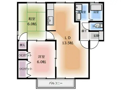 セジュールルポ(2LDK/1階)の間取り写真