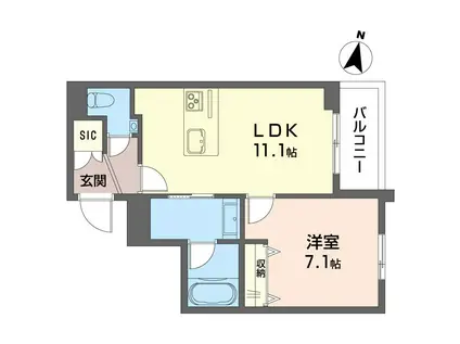 ウエストキャニオン妙蓮寺(1LDK/2階)の間取り写真