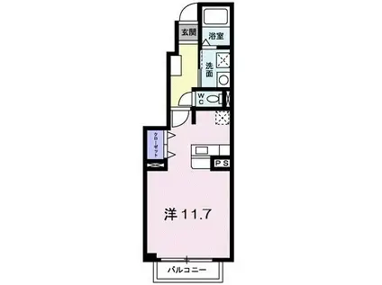 アテナイミネルヴァ(1K/1階)の間取り写真