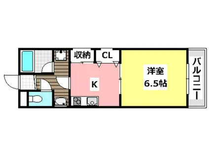 イーストフィールド(1K/6階)の間取り写真