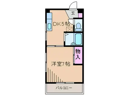 富士見庵ビル(1DK/2階)の間取り写真