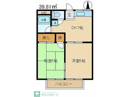 高橋コーポ(2DK/2階)の間取り写真