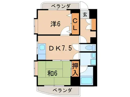 ハトヤマンション太田町(2DK/4階)の間取り写真