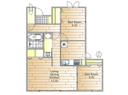 グレージュ平町(2LDK/1階)の間取り写真