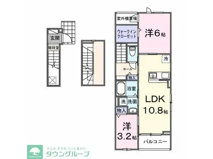 東武東上線 森林公園駅(埼玉) 徒歩22分 3階建 築1年(2LDK/3階)の間取り写真