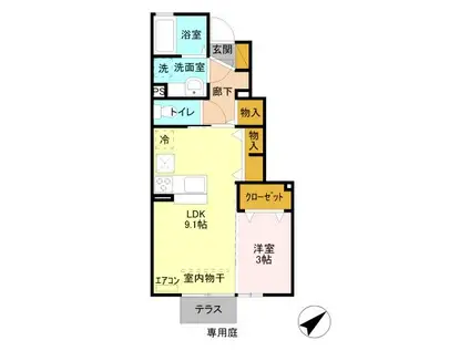 セジュールKPEC(1LDK/1階)の間取り写真