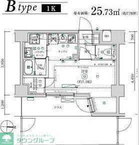 MAXIV武蔵新城TRE(1K/4階)の間取り写真