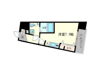 アフルエンス難波(ワンルーム/5階)の間取り写真