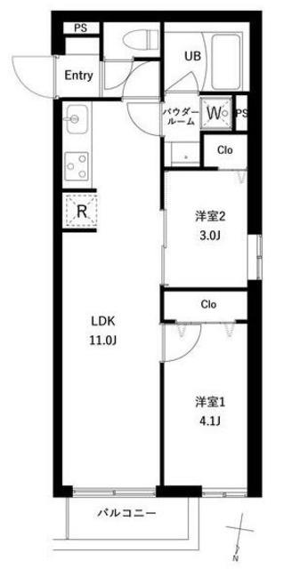 プレセダン千駄木(2LDK/4階)の間取り写真