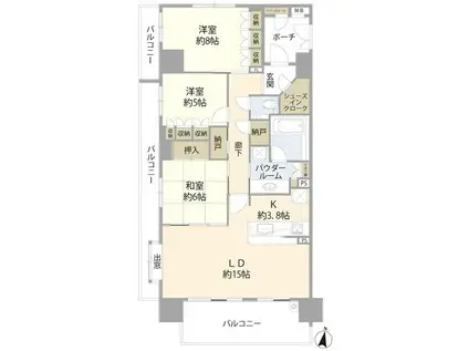佐倉ステーションゲート サウスウイング(3LDK/3階)の間取り写真