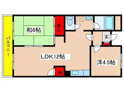 第2旭マンション(2LDK/2階)の間取り写真