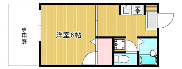 エミネンス静大北(1K/1階)の間取り写真