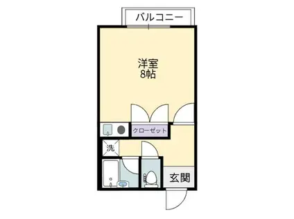 ベルコーポ2(1K/2階)の間取り写真