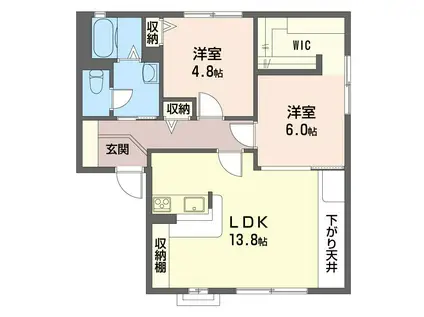 カーサグランデB(2LDK/1階)の間取り写真