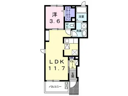 ちゅらブリーズ(1LDK/1階)の間取り写真