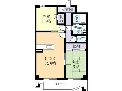 サンヒルズやまのい(2LDK/1階)の間取り写真