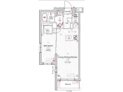 ガーラ・ステーション川崎久地(1DK/5階)の間取り写真