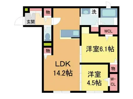 FLAT OUT Z A棟(2LDK/1階)の間取り写真