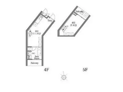 COMS上原(1LDK/4階)の間取り写真