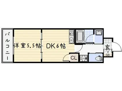 リード大手町(1DK/2階)の間取り写真