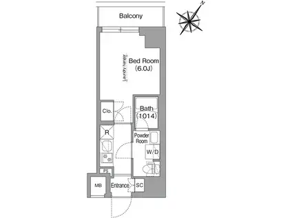 コンフォリア・リヴ横浜阪東橋(1K/8階)の間取り写真
