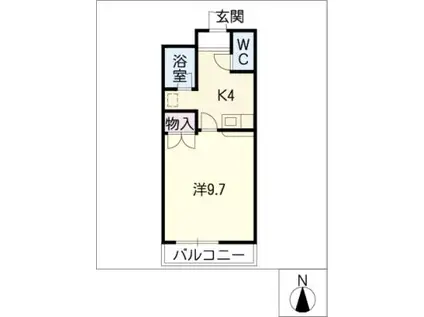 パティオ太子(1K/2階)の間取り写真
