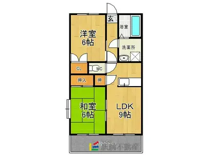 グリーンパーク甘木(2DK/2階)の間取り写真