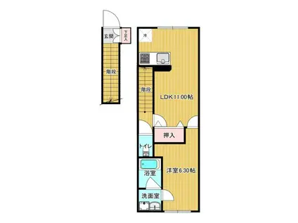 BLISS(1LDK/2階)の間取り写真