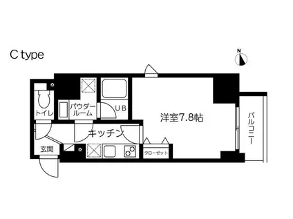 スカイコート蔵前II(1K/3階)の間取り写真