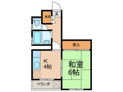 ヒルトップII(1K/3階)の間取り写真