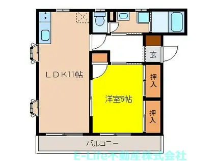 エスポワール帯山東(1LDK/1階)の間取り写真