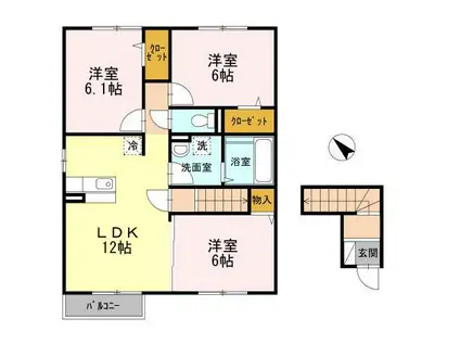 ソレア和徳A(3LDK/2階)の間取り写真
