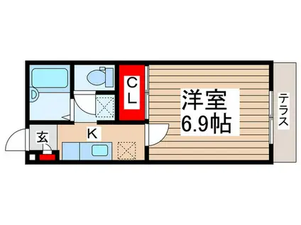 サンワハイツ柏の葉(1K/1階)の間取り写真