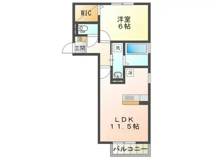 プロシード上浜A棟(1LDK/2階)の間取り写真