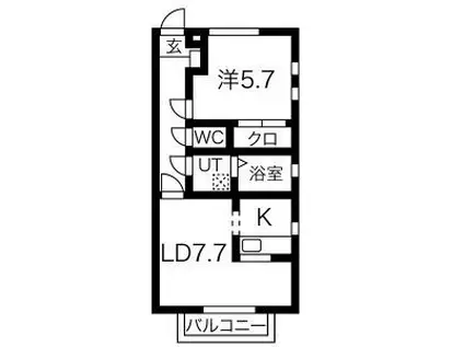 グレースIII B棟(1LDK/2階)の間取り写真