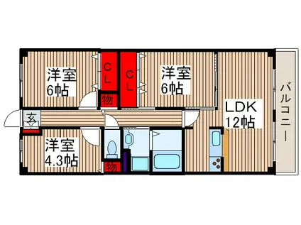 第11藤島マンション(3LDK/2階)の間取り写真