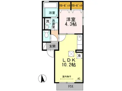 スマイル(1K/2階)の間取り写真