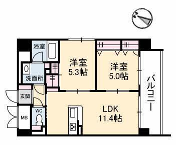 フォルト・マーレ(2LDK/2階)の間取り写真