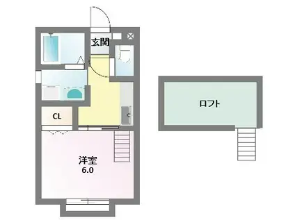 タウンハイツ井野(1K/1階)の間取り写真