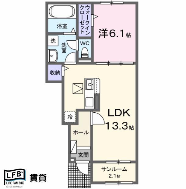 ベルオーブ I(1LDK/1階)の間取り写真