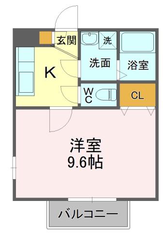 プリムローズ古庄(1K/2階)の間取り写真