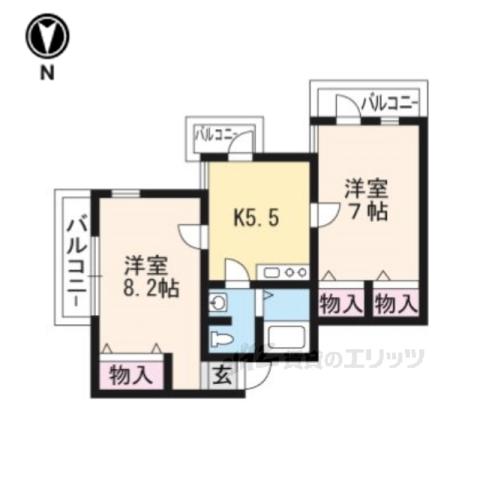 ライブコート神山(2K/2階)の間取り写真